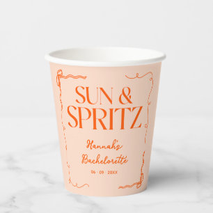 Drawn Sun and Spritz Bachelorette Weekend Party Paper Cups