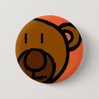Drawn Teddy Bear Face Pinback Button
