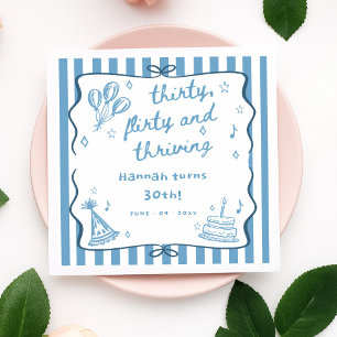 Drawn Thirty, Flirty, & Thriving 30th Birthday Napkins