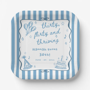 Drawn Thirty, Flirty, & Thriving 30th Birthday Paper Plates