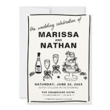 Drawn Together Wedding Invitation