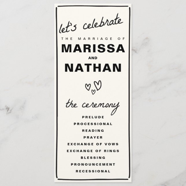 Drawn Together Wedding Program (Front)