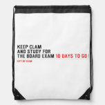 keep clam  and study for  the board exam  Drawstring Backpack