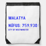 MALATYA  NÜFUS: 759.930  Drawstring Backpack