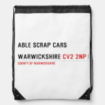 ABLE SCRAP CARS  WARWICKSHIRE  Drawstring Backpack
