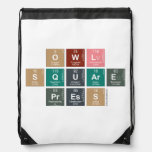 Owl
 Square
 Press  Drawstring Backpack