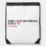 Jenny lives on pancake Street  Drawstring Backpack