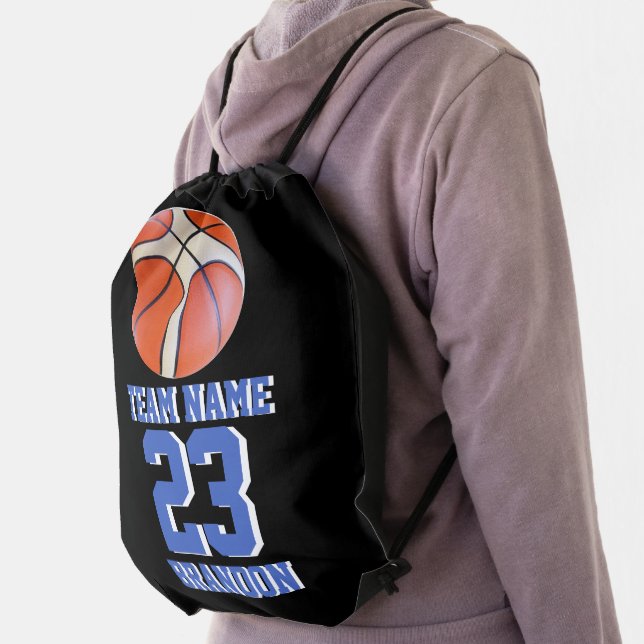 Drawstring Backpack basketball sports black (Insitu)