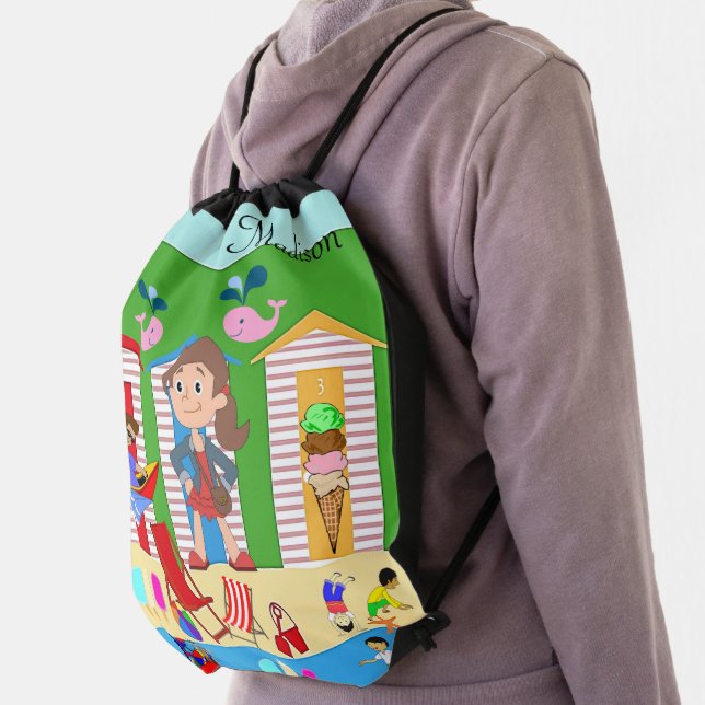 Drawstring Backpack Beach Fun Ice Cream (Insitu)