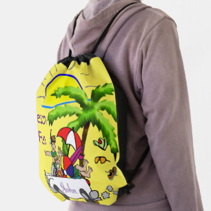 Drawstring Backpack Beach Fun Palm Trees