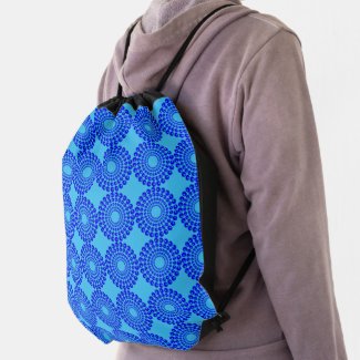 Drawstring Backpack - Blue Circles