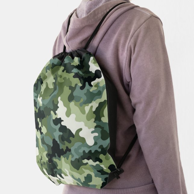 Drawstring Backpack Camo Print (Insitu)