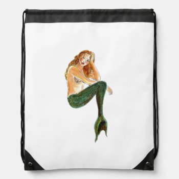 Drawstring Backpack - Cinnamon Mermaid by ArtFeltTherapies at Zazzle
