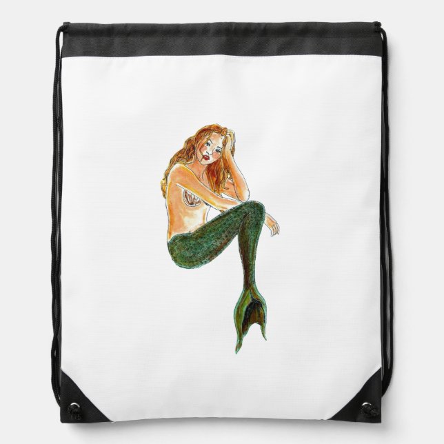 Drawstring Backpack - Cinnamon Mermaid (Front)