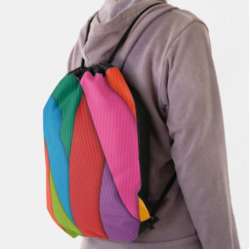 Drawstring Backpack Colorful Triangles