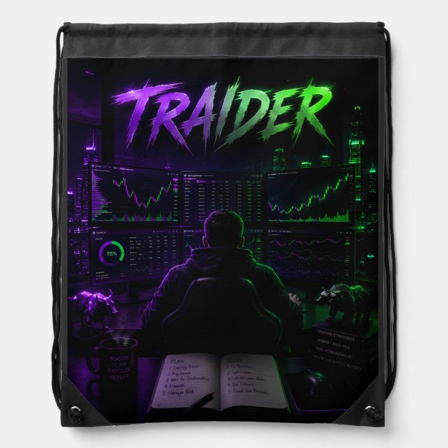 Drawstring Backpack Cyberpunk TRAIDER - Gaming  (Front)