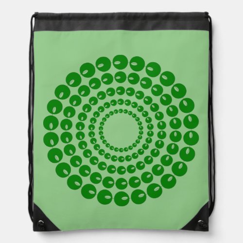 Drawstring Backpack _ Green Beads in Circles