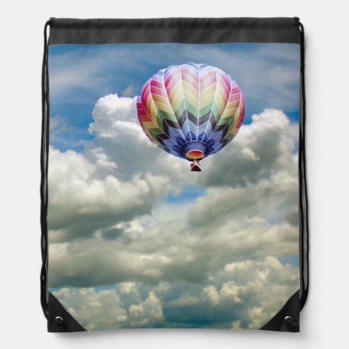 Drawstring Backpack _ Hot Air Balloon in Clouds