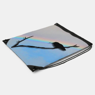 Drawstring Backpack - Hummingbird and Rainbow