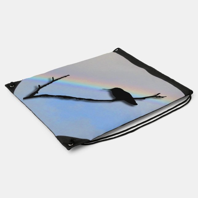 Drawstring Backpack - Hummingbird and Rainbow (Side)