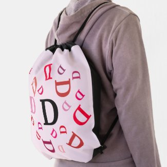 Drawstring Backpack - Jumbled Letters in Reds