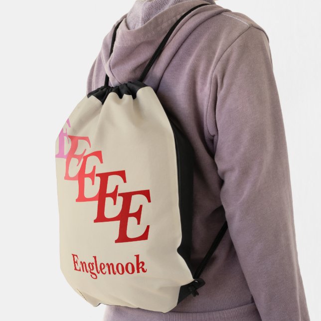 Drawstring Backpack - Name and Initial in Reds (Insitu)
