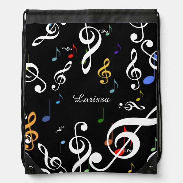 Personalised Musical Notes School/Music/Drawstring Bag 