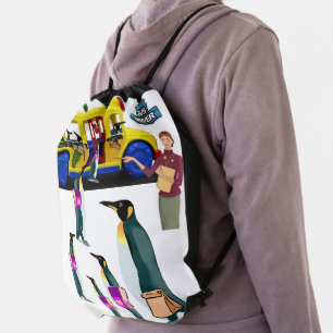 Drawstring Backpack Penguin Back to School