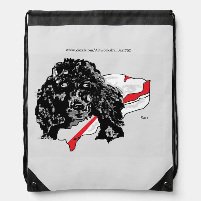 Drawstring Backpack Poodle (Front)