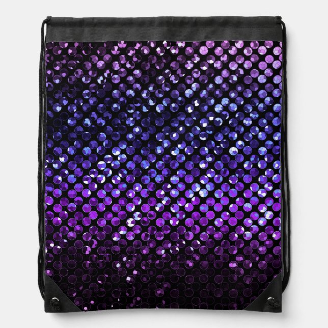 Drawstring Backpack Purple Crystal Bling Strass (Front)