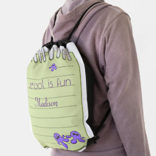 Drawstring Backpack Purple Octopus