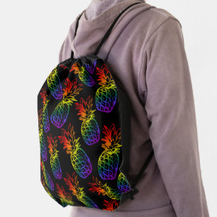 Drawstring Backpack Rainbow Pineapple