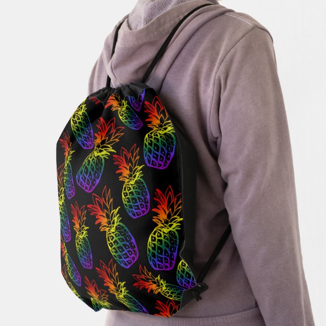 Drawstring Backpack Rainbow Pineapple (Insitu)