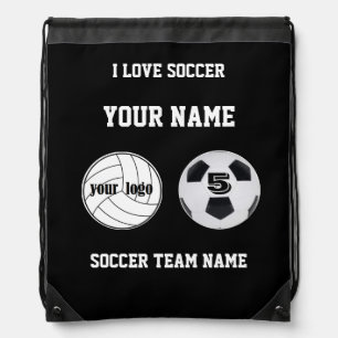 Drawstring backpack soccer bag black sports cool