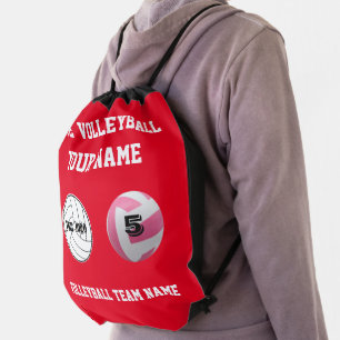 Drawstring backpack soccer bag sport school red