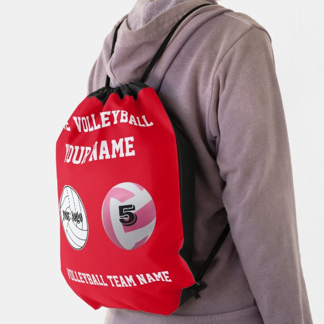  Drawstring backpack soccer bag sport school red   (Insitu)