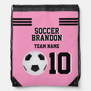 Drawstring Backpack soccer pink personalized gol