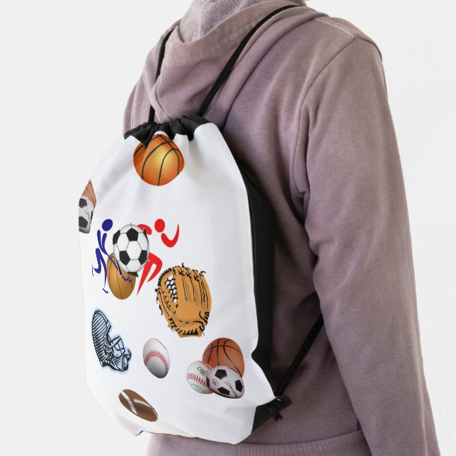 Drawstring Backpack Sports Baseball Football (Insitu)