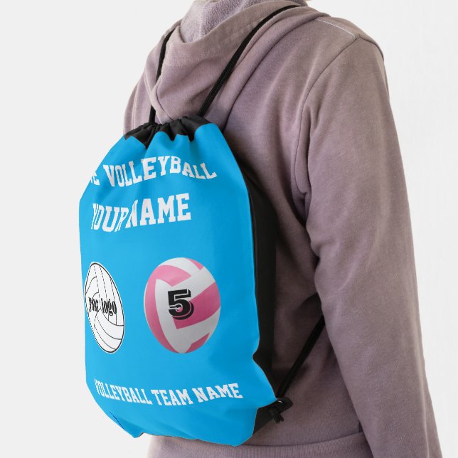 Drawstring backpack volleyball bag blue sports  (Insitu)