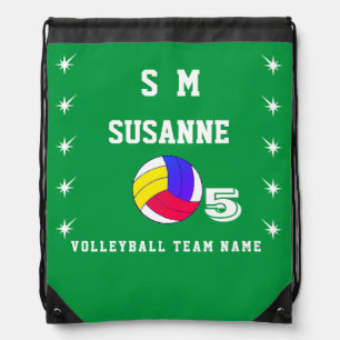Drawstring Backpack volleyball girly blue green