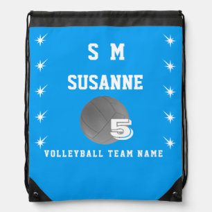 Drawstring Backpack volleyball girly blue white