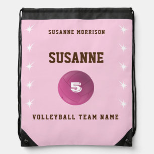 Drawstring Backpack volleyball girly rose pink bag