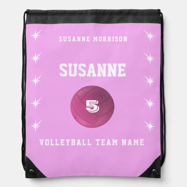 Drawstring Backpack volleyball sport rose team net (Front)