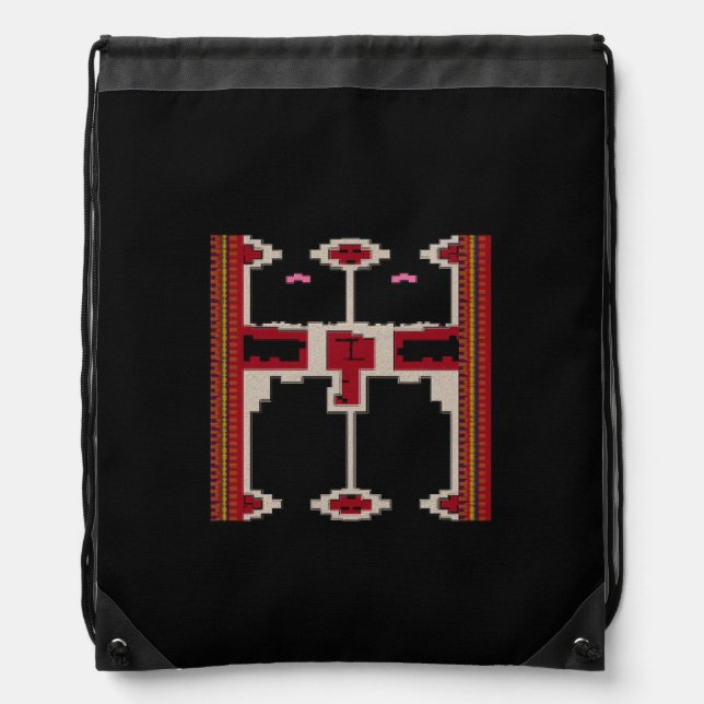 Drawstring Backpack With Art Inspired by Borneo (Front)