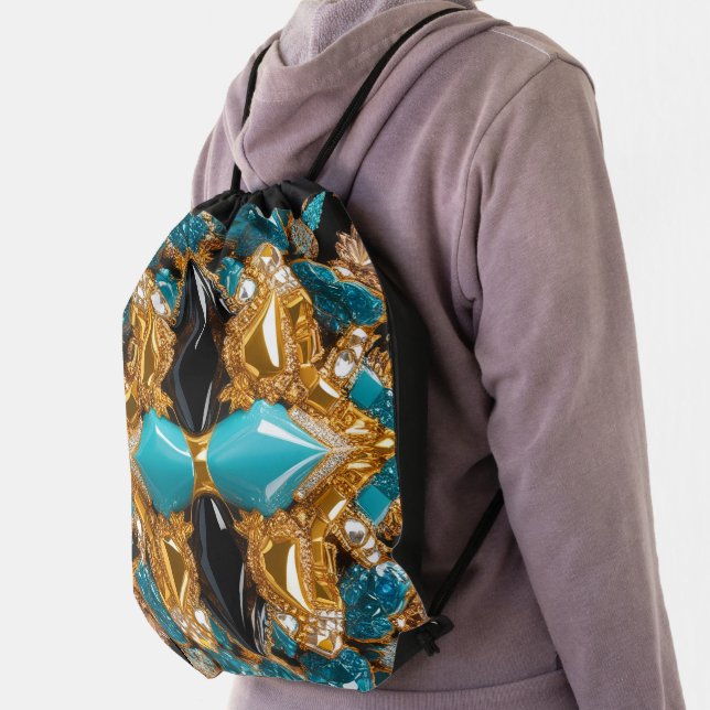 Drawstring backpack with Bahamas Colors (Insitu)