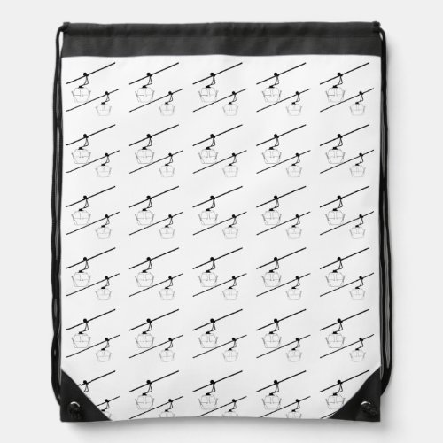 Drawstring backpack with black gondolas on white b