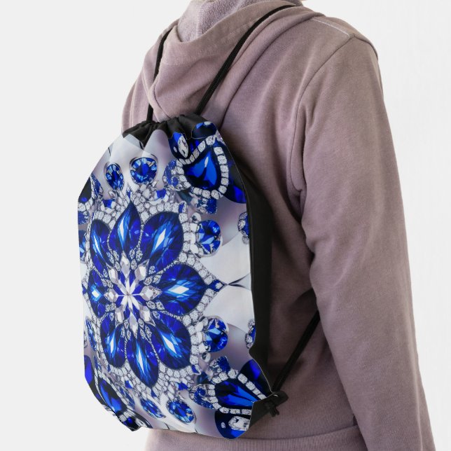 Drawstring backpack with Blue White Colors (Insitu)