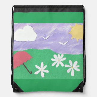 Drawstring Backpack with Bright Nature Scene