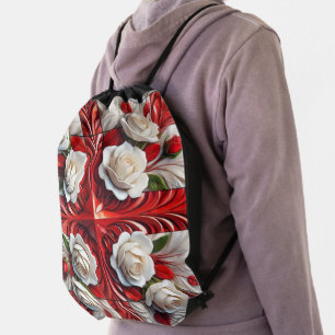 Drawstring backpack with English Roses Design