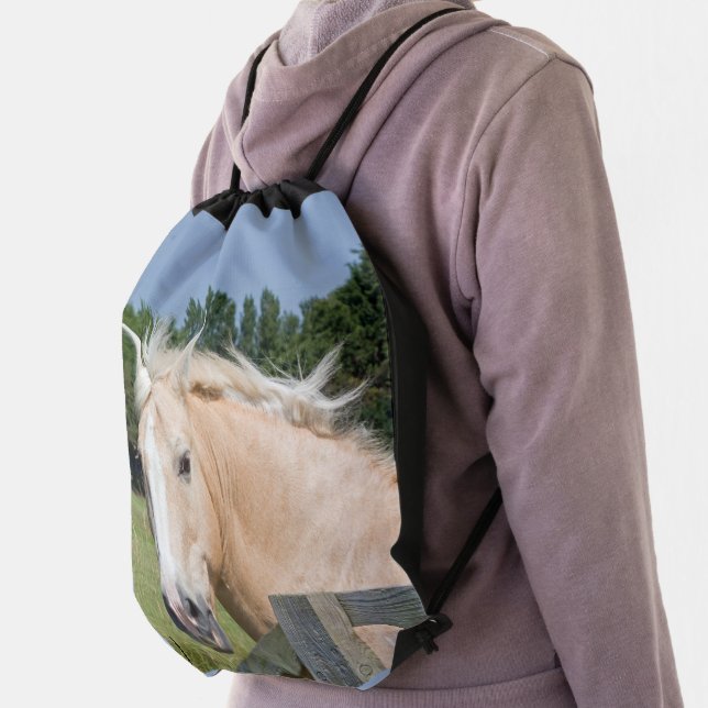 Drawstring Backpack with Palomino Horse, Western (Insitu)